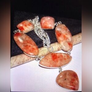 Sunstone Stamped 925 Sterling Silver Necklace